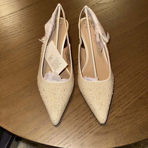 A New Day Milan Ivory Pearl Slingback Kitten Heels - Picture 2 of 5